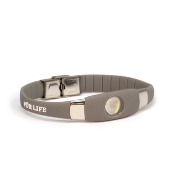 Lunar - Negative Ion Bracelet Grey Silicone & Brushed Steel